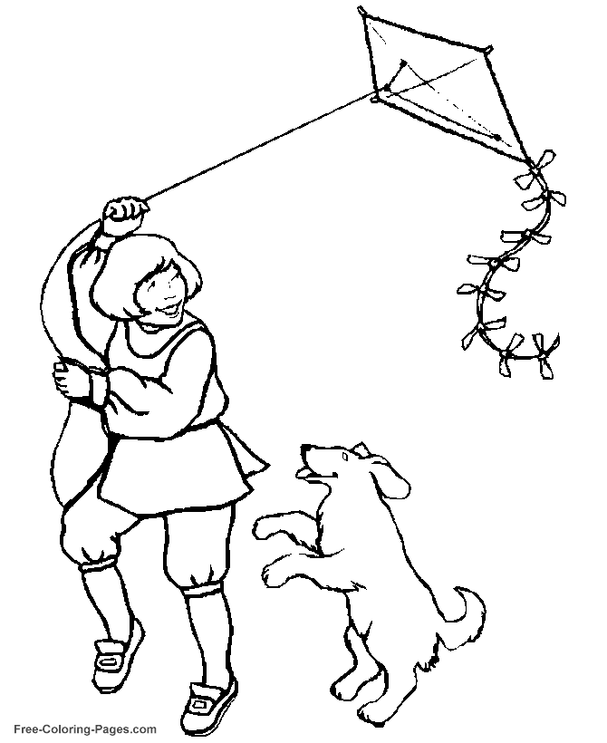 Animal coloring pages - Dog and boy
