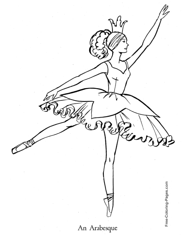 An arabesque ballerina coloring page