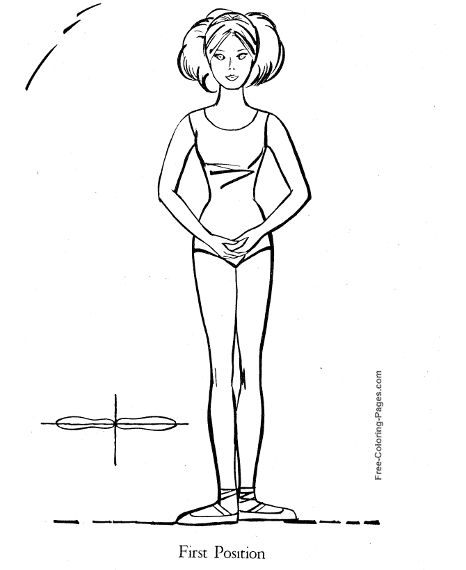 First position ballerina coloring page