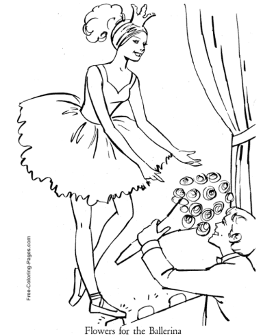 Flowers for the ballerina ballet coloring page