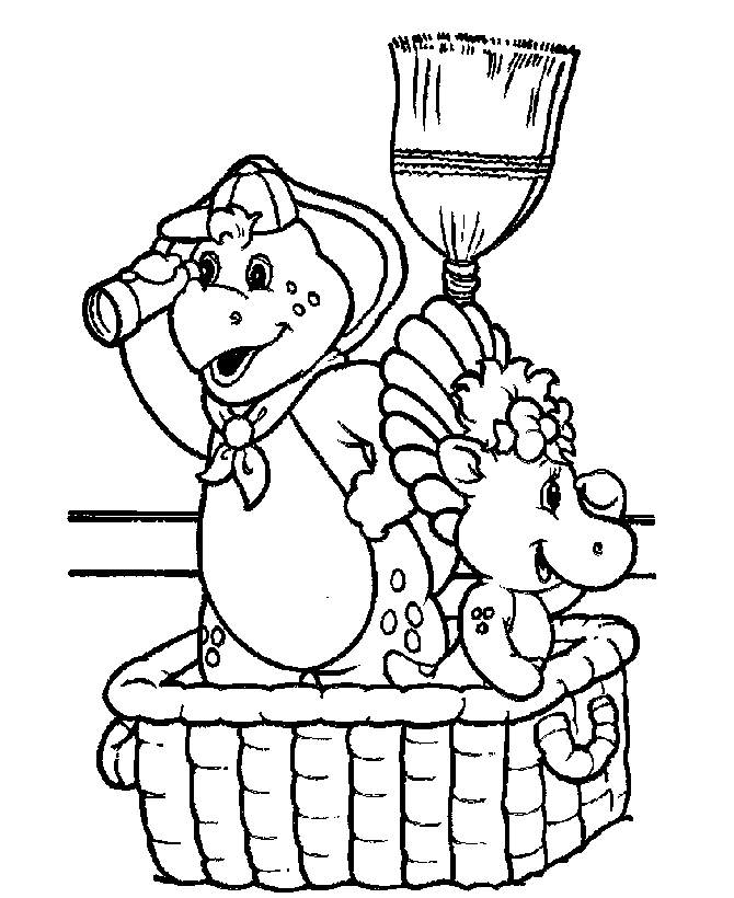 Barney colouring in pages