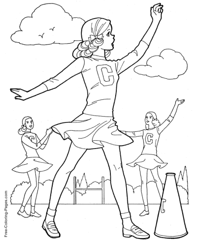 Football cheerleaders coloring pages