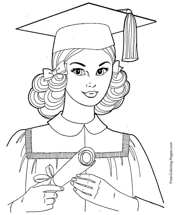 Graduation coloring pages for girls