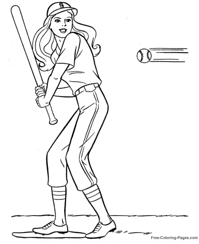 Coloring pages for girls Baseball