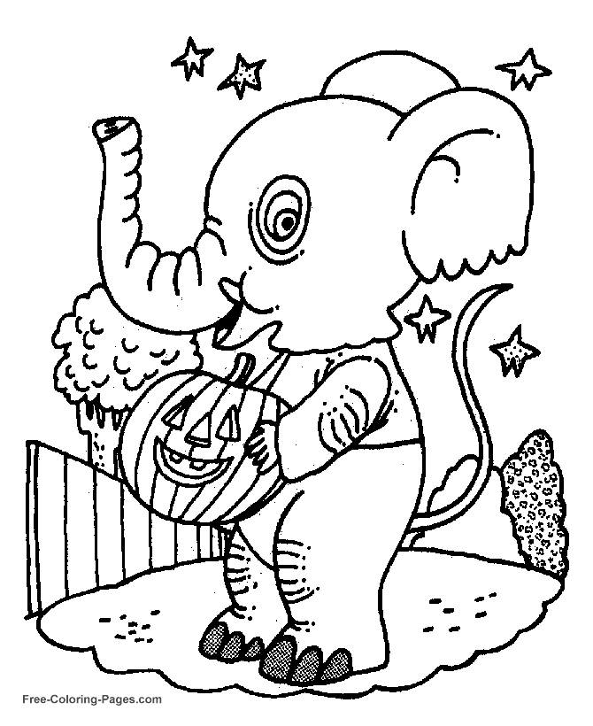 Halloween coloring picture - Elephant sheets to color