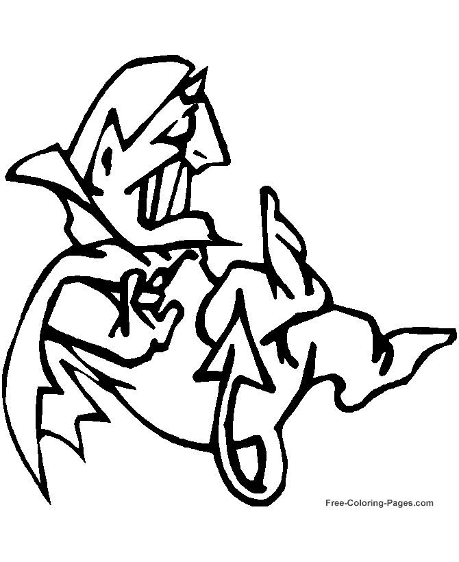 Halloween coloring pages - Devil with Pitchfork to color