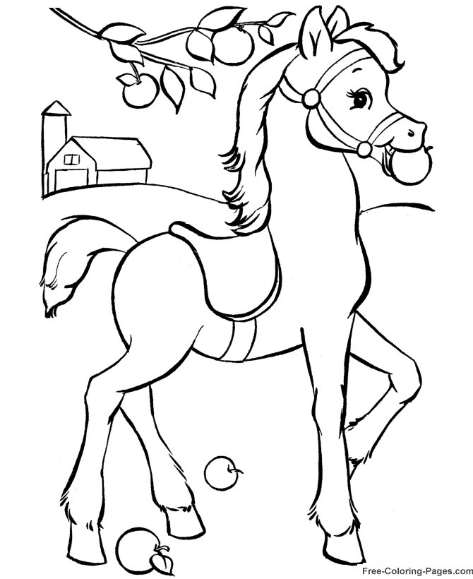 Print coloring book pictures of Horses free