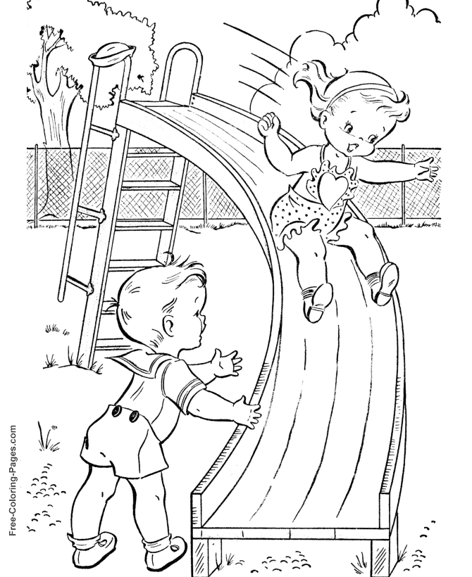Summer Coloring Book Pages - Playground Fun