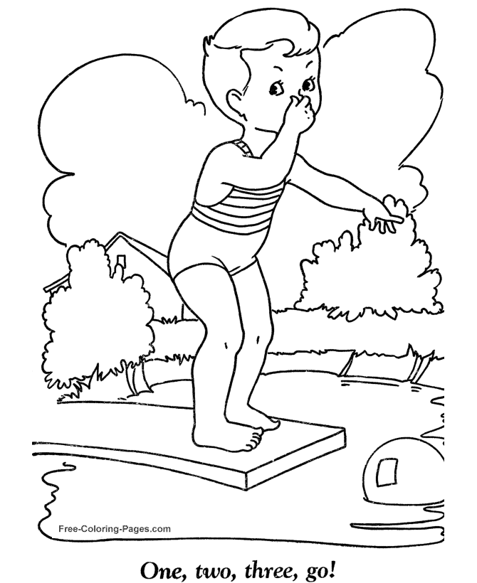 Summer Coloring Sheets - Learning to Dive