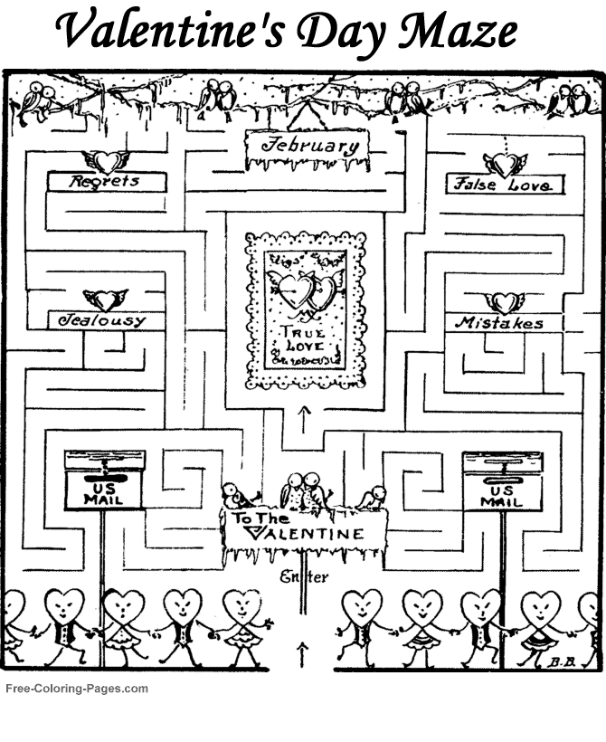 valentine day mazes coloring pages - photo #4