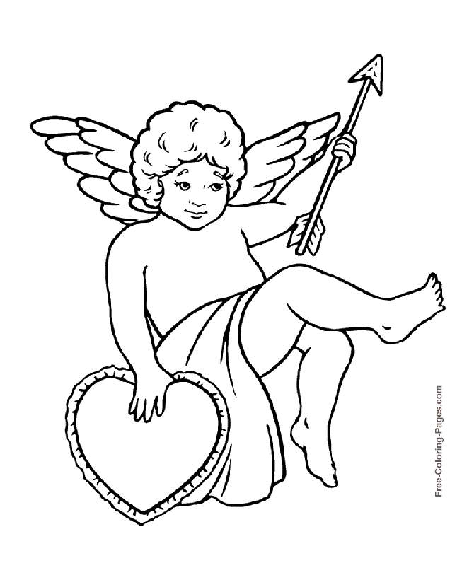 Valentine´s Day coloring pages - Cupid with Bow