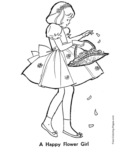Coloring pages Happy Flower Girl