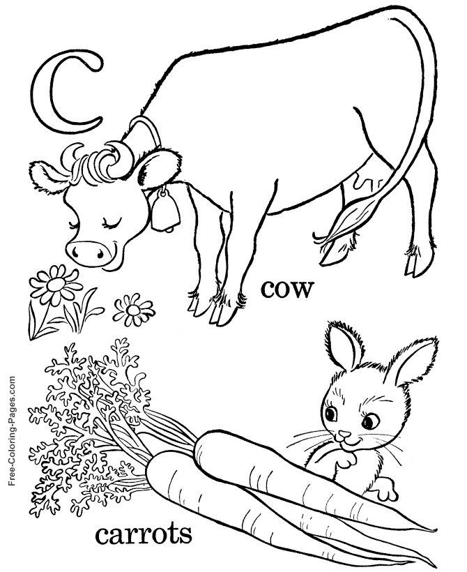 Alphabet coloring pages - C is for Carrot