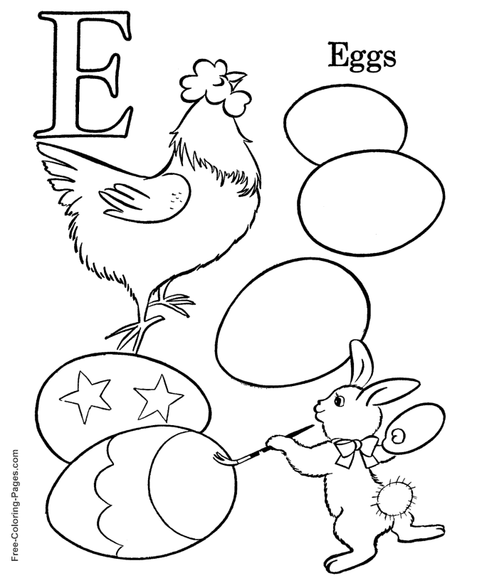 Alphabet coloring pages - E is for Eggs