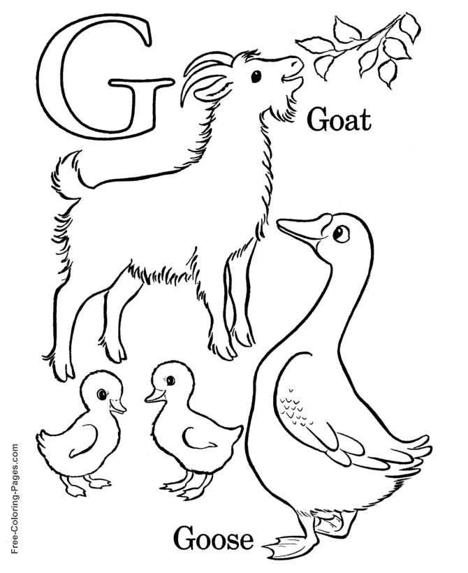 Alphabet coloring sheets - G is for Goat