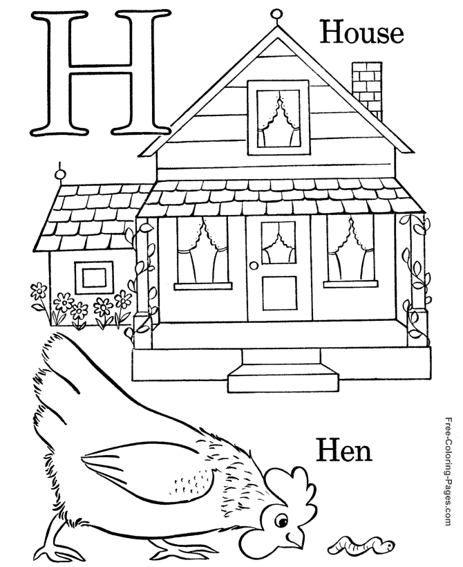 Alphabet coloring sheets - H is for House