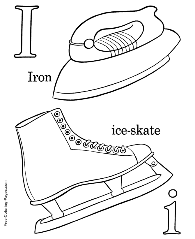 Alphabet coloring sheets - I is for Ice