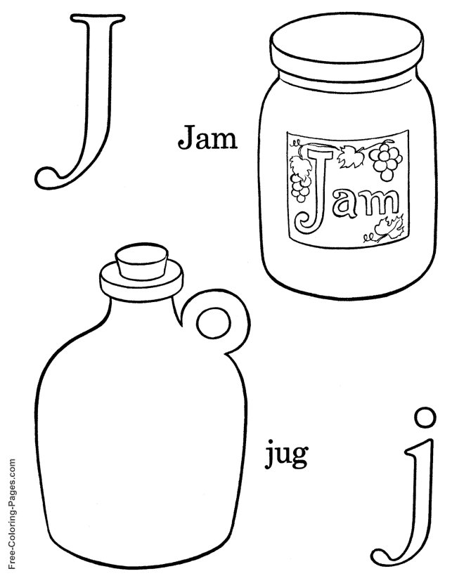 Alphabet coloring sheets - J is for Jam