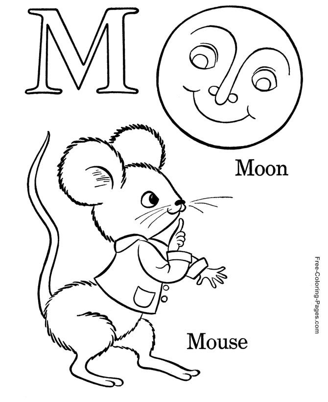 Alphabet coloring pictures - M is for Mouse