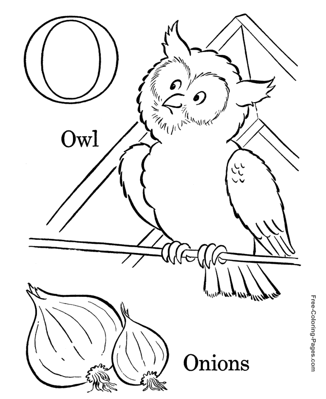 Alphabet coloring pictures - O is for Owl