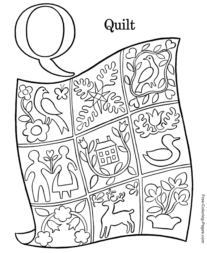 Alphabet coloring pictures - Q is for Quilt