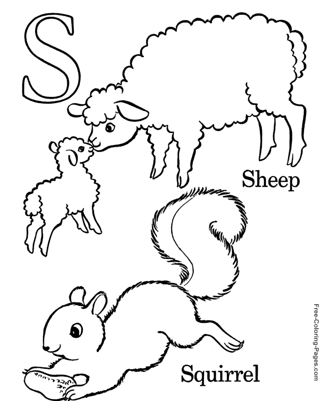 Alphabet coloring pages - S is for Sheep