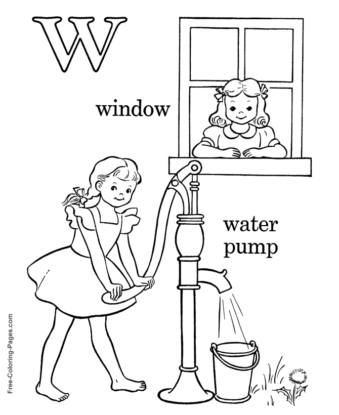 Alphabet coloring pages - W is for Window