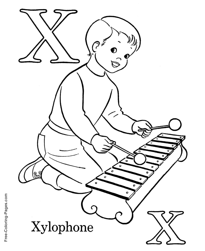Alphabet coloring pages - X is for Xylophone