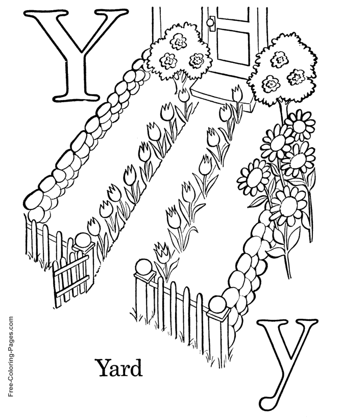 Alphabet coloring pages - Y is for Yard