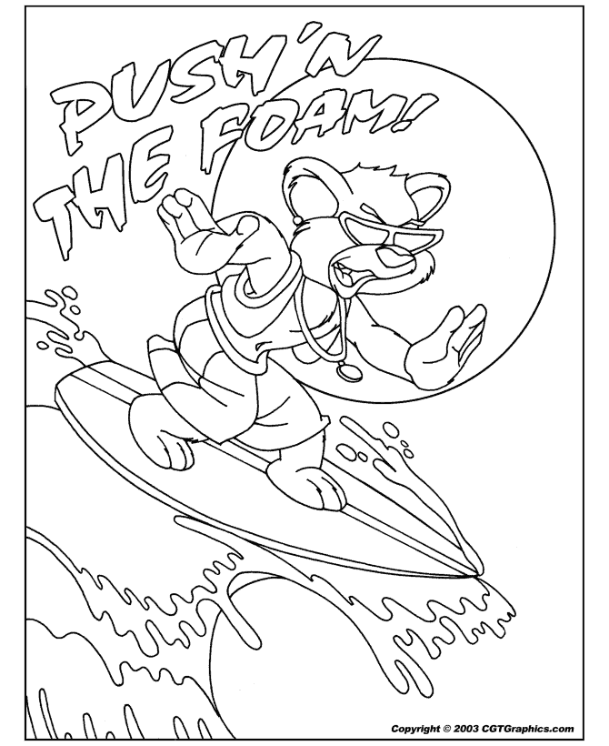 Animal coloring page - Surfer Bear