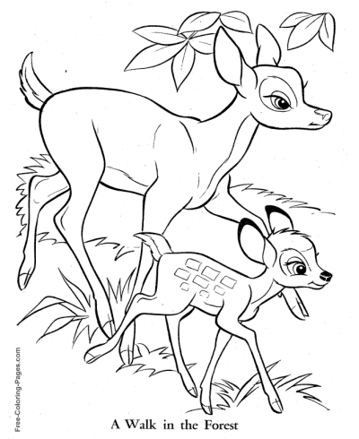 Walk in the woods Bambi coloring page