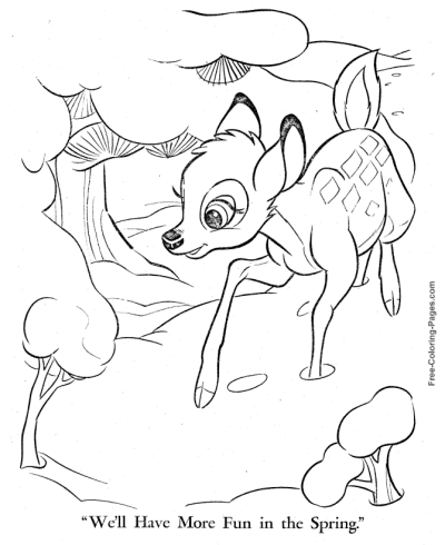 Snow and Spring Bambi coloring pages