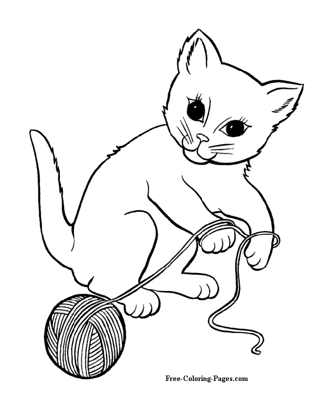 Coloring pages of cats playing