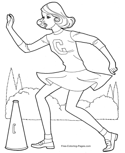 Cheer routine cheerleader coloring pages