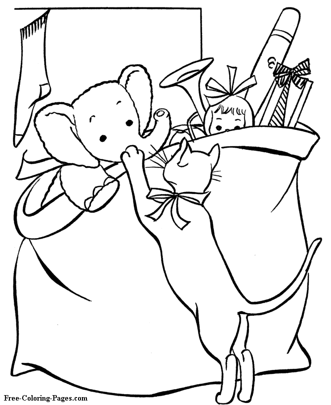 Christmas coloring pages - Bag of Toys