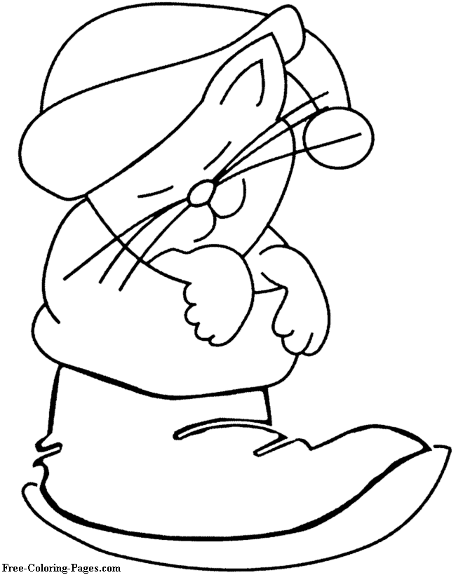 Christmas coloring pages - Funny Cat