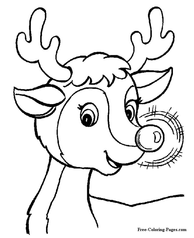 Printable Christmas coloring book pages - Rudolph's Glow