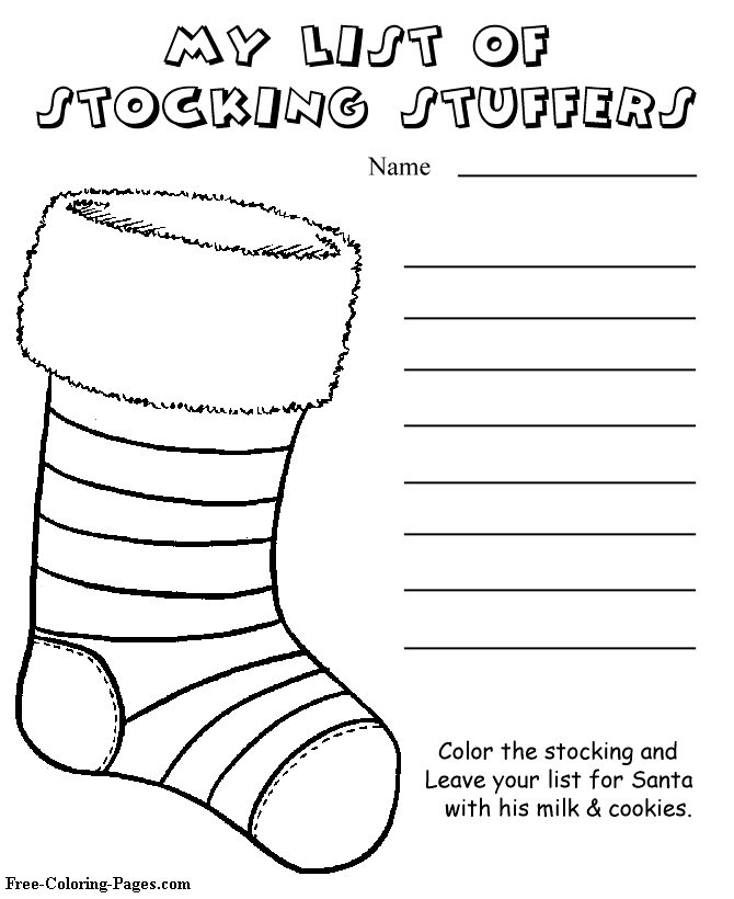 Christmas coloring page - Stocking Stuffer List