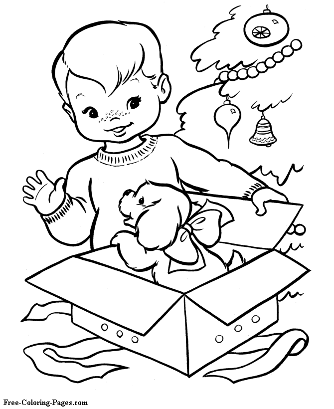 Christmas coloring pages - Santa Gift