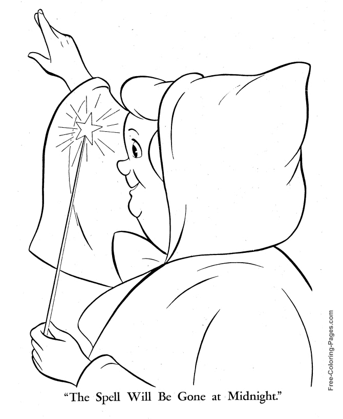 Midnight spell Cinderella coloring page