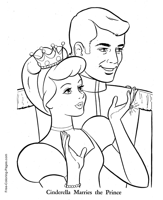 Cinderella marries prince coloring page