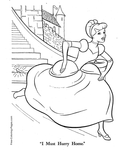 Hurry late Cinderella coloring pages