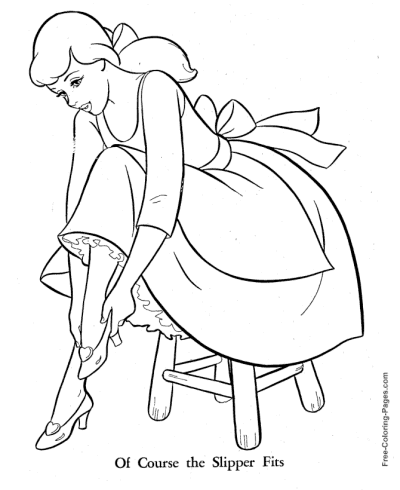 Slipper fits Cinderella coloring pages