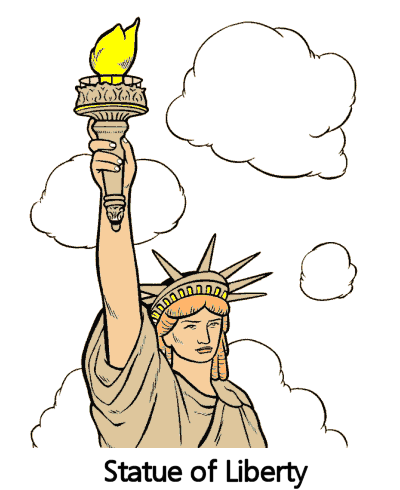 Statue of Liberty coloring pages, sheets and pictures