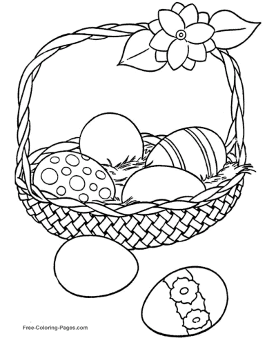 Easter eggs and basket coloring pages