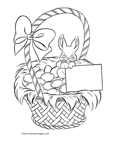 Bunny and easter basket coloring pages