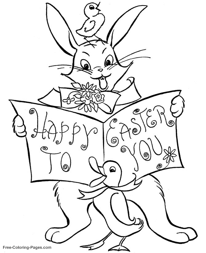 Free Happy Easter Bunny coloring page