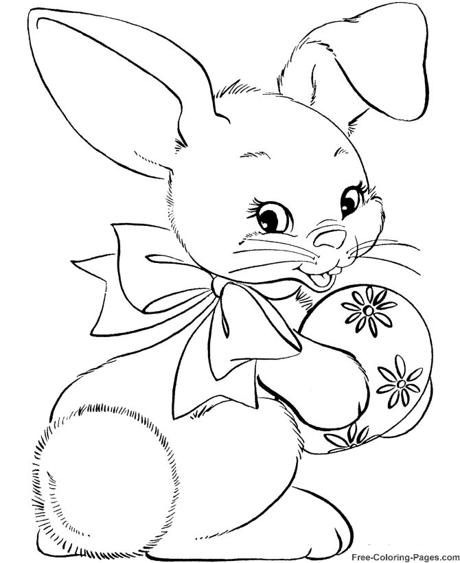 Easter Bunny and egg coloring page