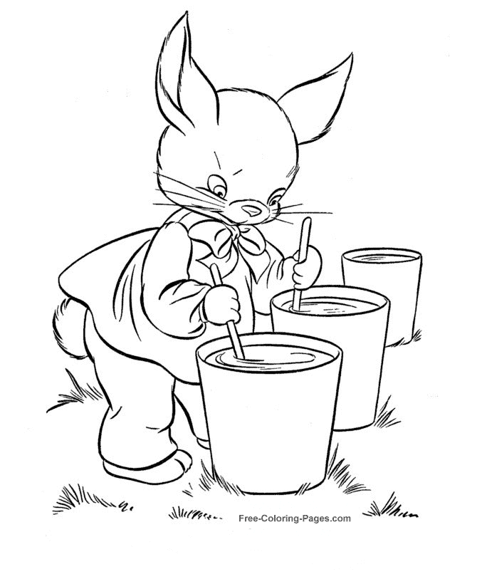 Paint for eggs Easter Bunny coloring page