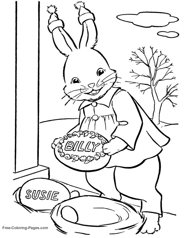 Free Easter Bunny coloring page